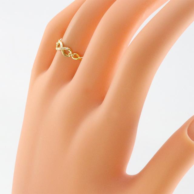 インフィニティ リング 10金 ダイヤモンド レディース リング K10 無限 指輪 ピンキーリング モチーフ 華奢 シンプル 繊細  プレゼントの通販は