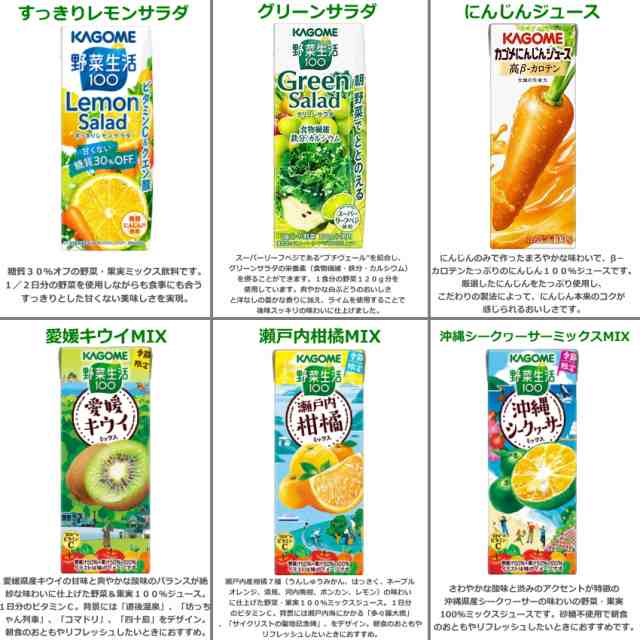 カゴメ 野菜ジュース 200ml紙パックシリーズ選べる72本(24本×3