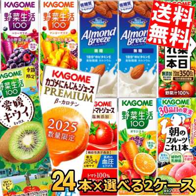 カゴメ 野菜ジュース 200ml紙パックシリーズ選べる48本(24本×2