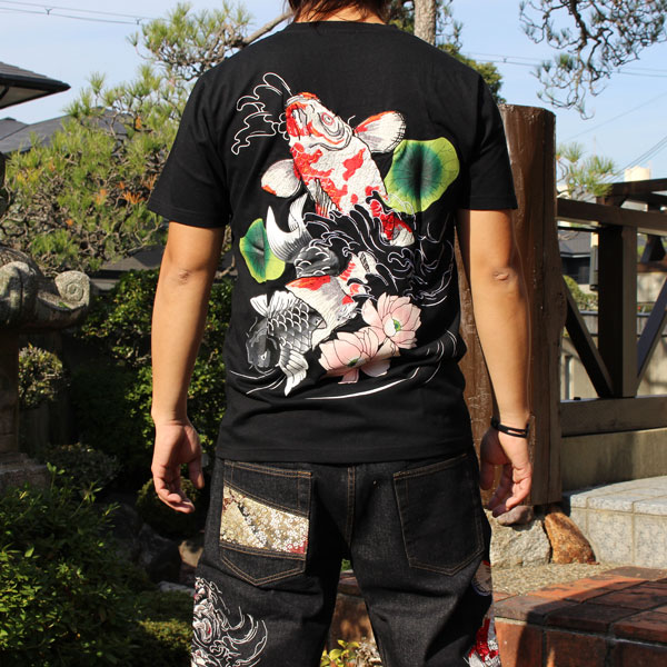 和柄tシャツ Sale ネコポス全国送料無料 T1 1 和柄刺繍半袖tシャツ 錦鯉 和柄ファッション絡繰魂和柄メンズの通販はau Pay マーケット 和柄神