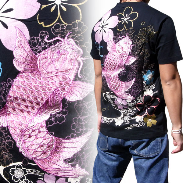 和柄tシャツ T211 8 全国送料290円 和柄刺繍半袖tシャツ ピンク鯉 和柄シャツ 和柄ポロシャツ 和柄ファッション絡繰魂和柄メンズの通販はau Pay マーケット 和柄神