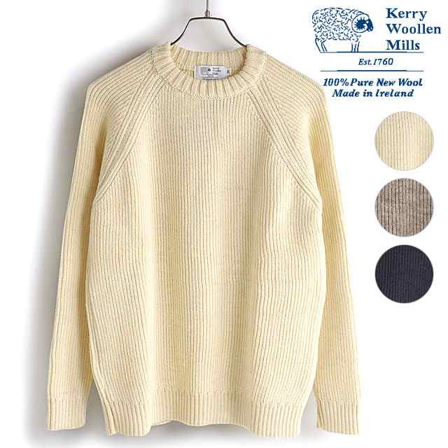 ケリーウーレンミルズ KERRY WOOLLEN MILLS メンズ フィッシャーマンリブクルーネックセーター FISHERMAN RIB CREW NECK SWEATER [KW-000