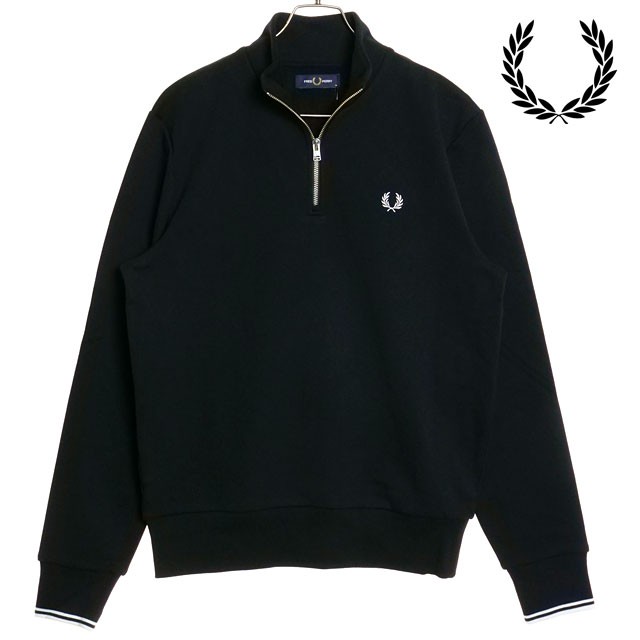 フレッドペリー FRED PERRY メンズ ハーフジップ スウェットシャツ [M3574-102 FW23] HALF ZIP SWEATSHIRT トップス トレーナー BLACK 黒