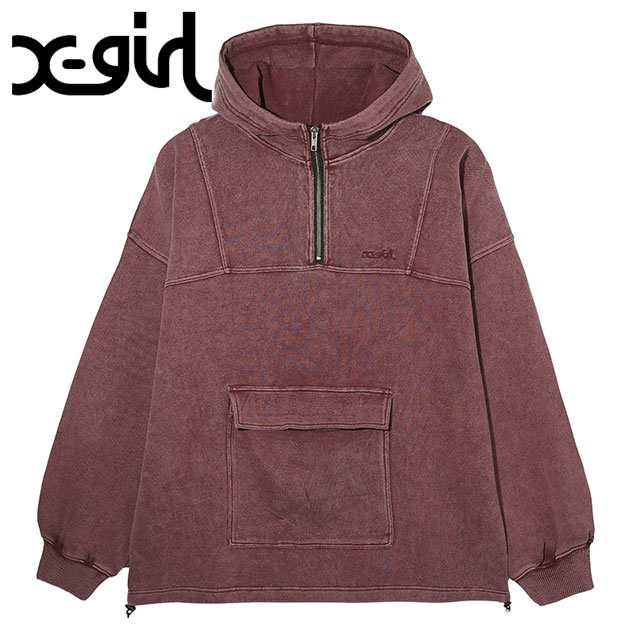 エックスガール X-girl アノラック スウェットトップ [105243012001 FW24] ANORAK SWEAT TOP レディース トップス  ハーフジップパーカー ビッグシルエット BURGUNDYの通販はau PAY マーケット - mischief | au PAY マーケット－通販サイト