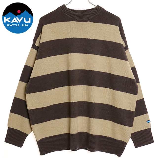 カブー KAVU ボーダーニット [19823012 FW24] Border Knit メンズ トップス クルーネックセーター Brown/Beige