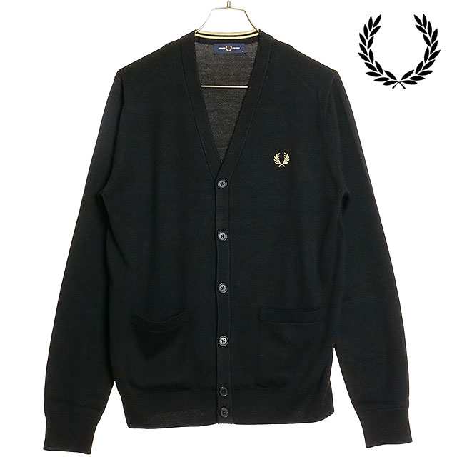 フレッドペリー FRED PERRY クラシックカーディガン [K9551-198 FW24] CLASSIC CARDIGAN メンズ トップス ニット Vネック BLACK