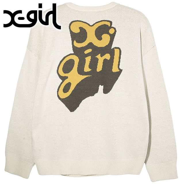 エックスガール X-girl ポップロゴ ジャガードニットトップ [105243015003 FW24] POP LOGO JACQUARD KNIT TOP レディース トップス セー