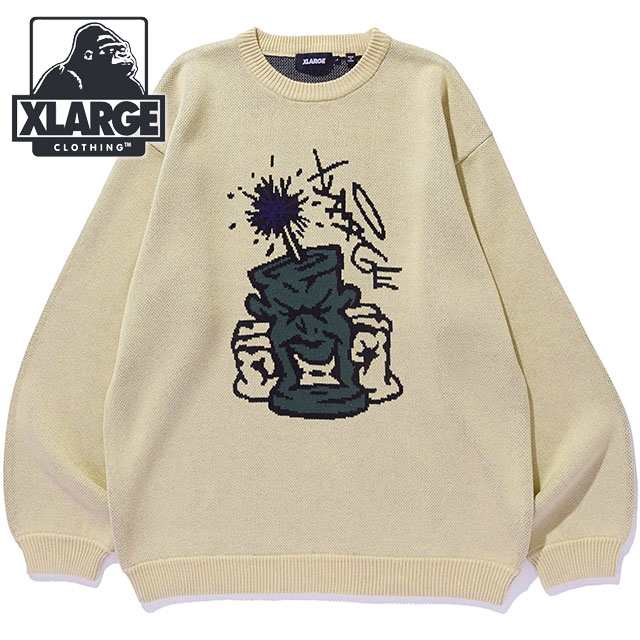 エクストララージ XLARGE フラットダイナマイト クルーネックニット [101243015004 FW24] FLAT DYNAMITE CREWNECK KNIT メンズ トップス