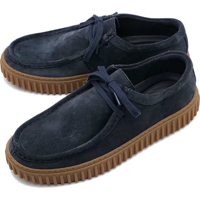 クラークス Clarks トールヒル ロー [26179708 FW24] M Torhill Lo メンズ 靴 男性用 スエード モカシンシューズ 厚底 Navy-Suede