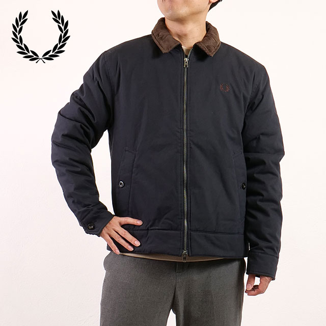 フレッドペリー FRED PERRY コットン カバンジャケット [J8535-608 FW25Q4] COTTON CABAN JACKET メンズ アウター トラックトップ ブルゾン NAVY 正規取扱店
