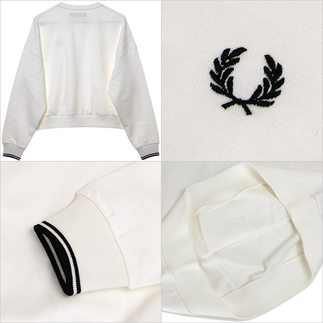 フレッドペリー FRED PERRY ティップラインスウェットシャツ [G1148-129 FW25Q4] TIPPED SWEATSHIRT レディース トップス トレーナー 長袖 クロップド丈 -WHITE 正規取扱店