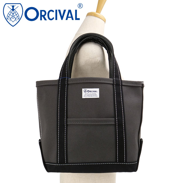 オーシバル ORCIVAL トートバッグ スモール [OR-H0285-KWC FW25] TOTE BAG SMALL メンズ・レディース ユニセックス 鞄 日本製 キャンバストート 小サイズ 帆布 グレー CHARCOAL/BLACK 正規取扱店