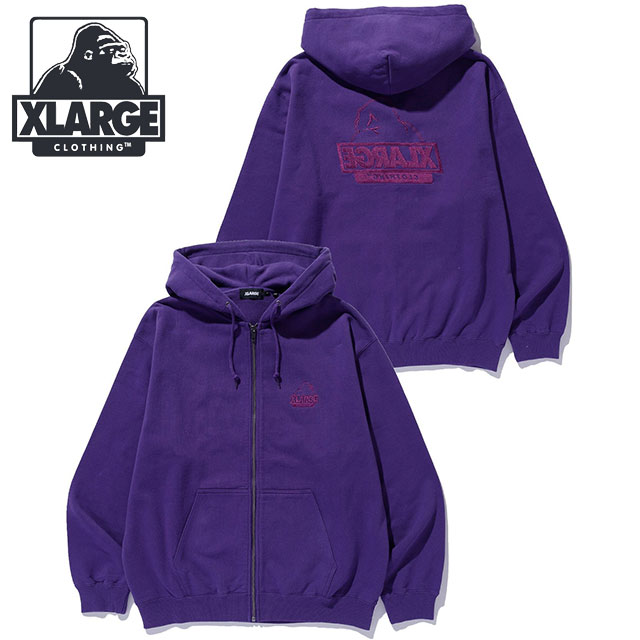 エクストララージ XLARGE ジップアップ フーデッドスウェットシャツ [101254012009 FW25] BACKSIDE OG ZIP UP HOODED SWEATSHIRT メンズ トップス パーカー パープル 正規取扱店