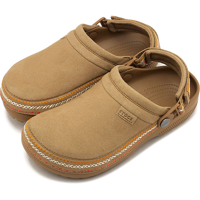 クロックス crocs サンダル レディース クラシック クラフテッド ビーガンスエード ステッチ [214048-2EY FW26] Classic Crafted Vegan Suede Stitch 靴 スライドサンダル ブラウン Sepia 正規取扱店