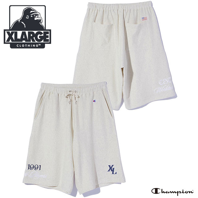 エクストララージ XLARGE メンズ チャンピオン スウェットショーツ [101261031021 SS26SPOT] XLARGE×Champion SWEAT SHORTS ボトムス ハーフパンツ 短パン グレー ASH 正規取扱店【coupon】