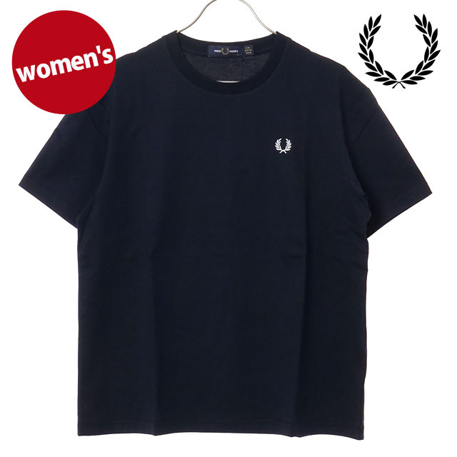 フレッドペリー FRED PERRY レディース クルーネックTシャツ [G1142-311 SS26] CREW NECK T-SHIRT トップス 半袖 ネイビー NAVY 【メール便可】 正規取扱店