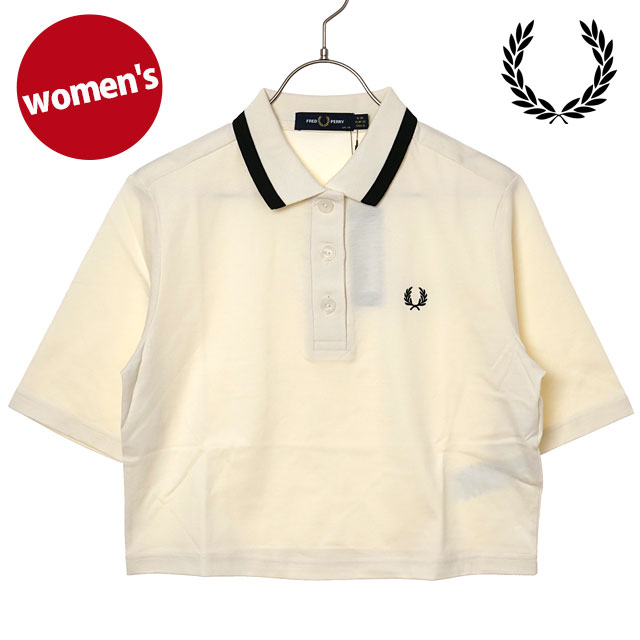 フレッドペリー FRED PERRY レディース ボールドティップドポロシャツ [G2182-560 SS26Q2] BOLD TIPPED POLO SHIRT トップス 半袖 クロップド丈 白いこと系 ECRU 定まり取りまわし店