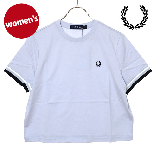 フレッドペリー FRED PERRY レディース ボールドティップドTシャツ [G2179-28A SS26Q2] BOLD TIPPED T-SHIRT トップス 半袖 ショート丈 ブルー DUSKY-BLUE 【メール便可】 正規取扱店