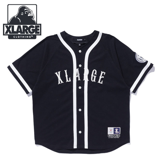 エクストララージ XLARGE メンズ ベースボール ジャージー [101262013006 SU26] BASEBALL JERSEY トップス 半袖 カジュアルシャツ 黒 BLACK  正規取扱店