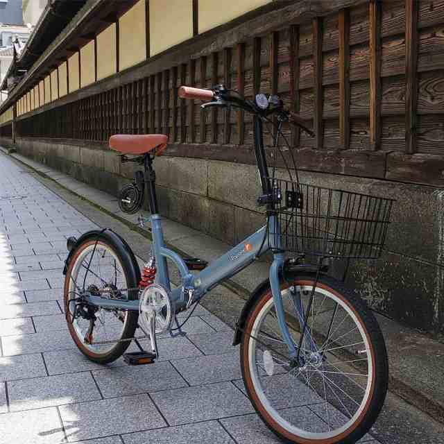 折りたたみ自転車 自転車 マットカラー 20インチ シマノ6段変速 カギ付