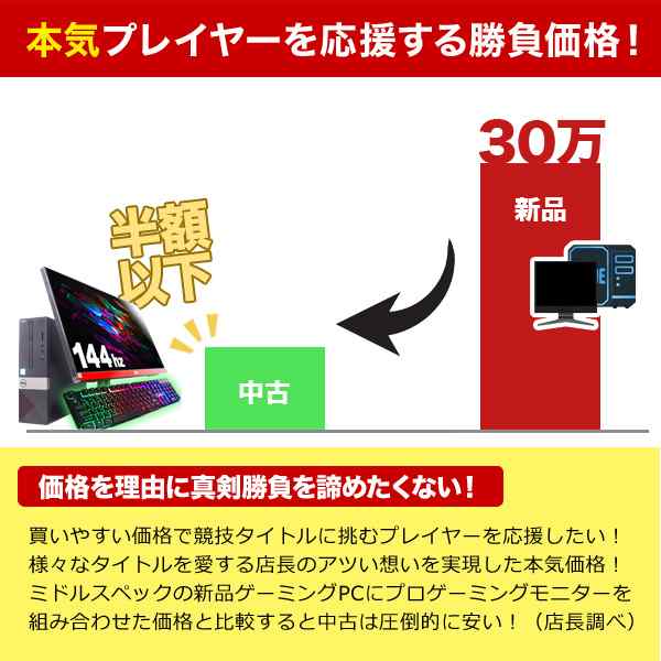 勝てる！強力144Hzモニター付属！ ゲーミングpc デスクトップパソコン