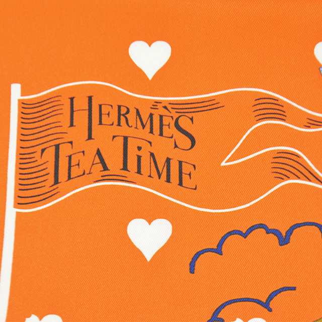 HERMES エルメス Tea Time ティータイム カレ70 スカーフ オレンジ系 ...