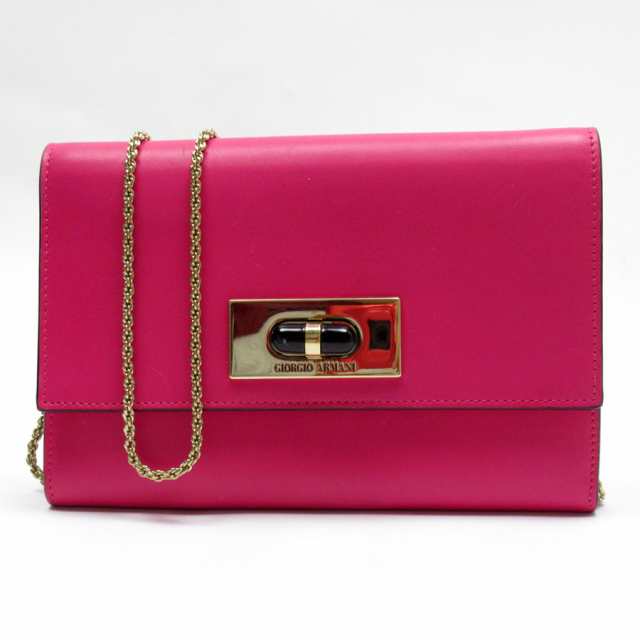 GIORGIO ARMANI ジョルジオアルマーニ 斜め掛けショルダーバッグ クラッチ 2Wayバッグ マゼンタ 14061 レディース【中古】 g3665aの通販は