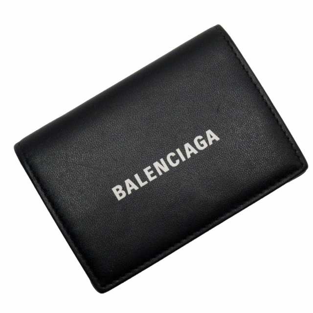 バレンシアガ BALENCIAGA 三つ折り財布 レザー ブラック ユニセックス