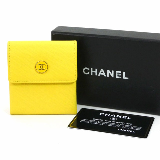 シャネル CHANEL コインケース ココボタン レザー イエロー レディース 送料無料 55067f