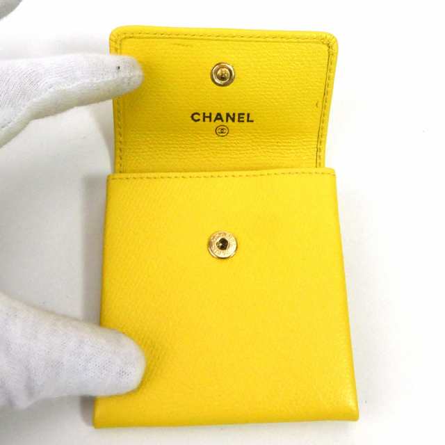 シャネル CHANEL コインケース ココボタン レザー イエロー レディース 送料無料 55067f