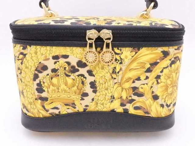 ジャンニ ヴェルサーチ Gianni Versace ハンドバッグ バニティバッグ レオパード PVC/レザー ベージュｘゴールドｘブラック 送料無料 e54041f