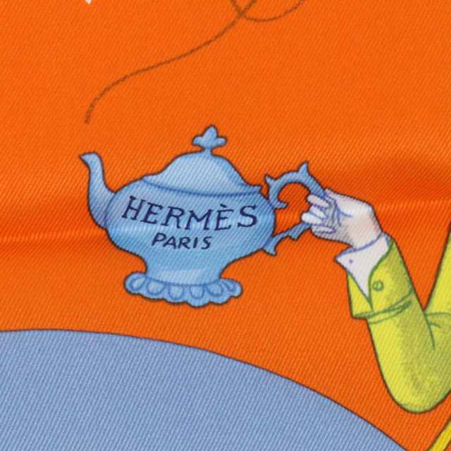 HERMES エルメス Tea Time ティータイム カレ70 スカーフ オレンジ系 ...