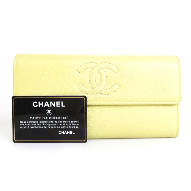 CHANEL シャネル ココマーク 長財布 ライトイエロー 14063 レディース【中古】 r9578aの通販は