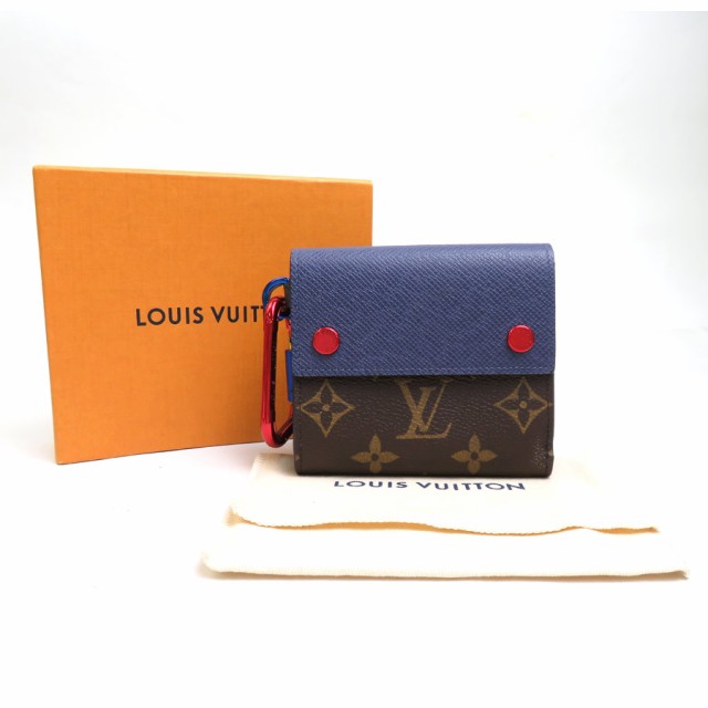 LOUIS VUITTON ルイ ヴィトン コンパクトウォレット M63041 二つ折り財布 ブラウン×ネイビー×レッド 14057 メンズ【中古】  99551g