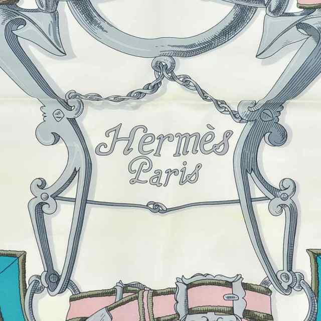 HERMES エルメス カレ スカーフ ホワイト/マルチカラー 14056