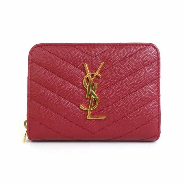 SAINT LAURENT サンローラン 403723 二つ折り財布 レッド 14060 レディース【中古】 h29543aの通販は