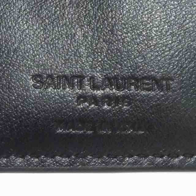 カラーサンローラン SAINT LAURENT 三つ折り財布 レザー ブラック ユニセックス 送料無料 h29557k