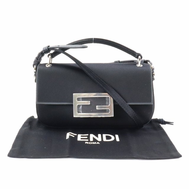 フェンディ FENDI 斜め掛けショルダーバッグ フォンポーチ バゲット サテン ブラック レディース 7AS142 送料無料 99590a