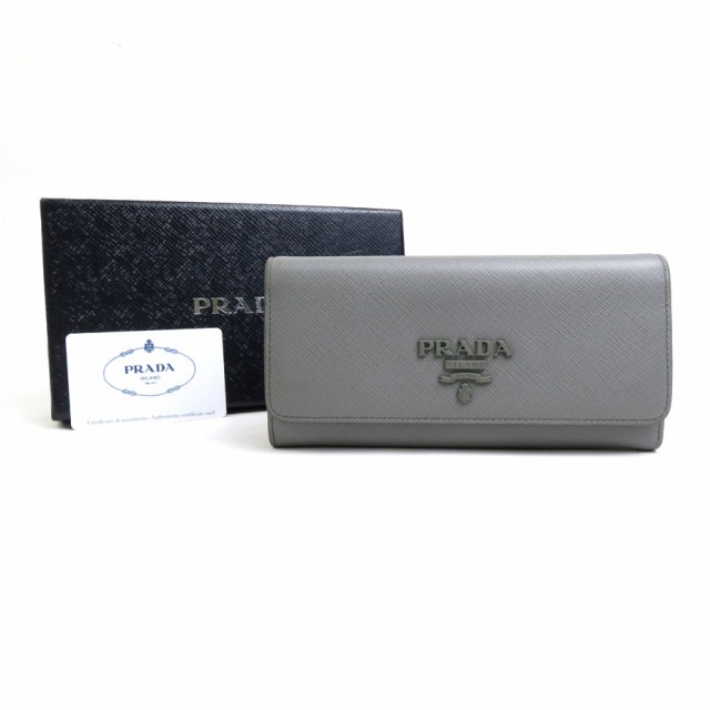 PRADA プラダ 1MH132 二つ折り長財布 グレー 14055 ユニセックス【中古】 h29638g