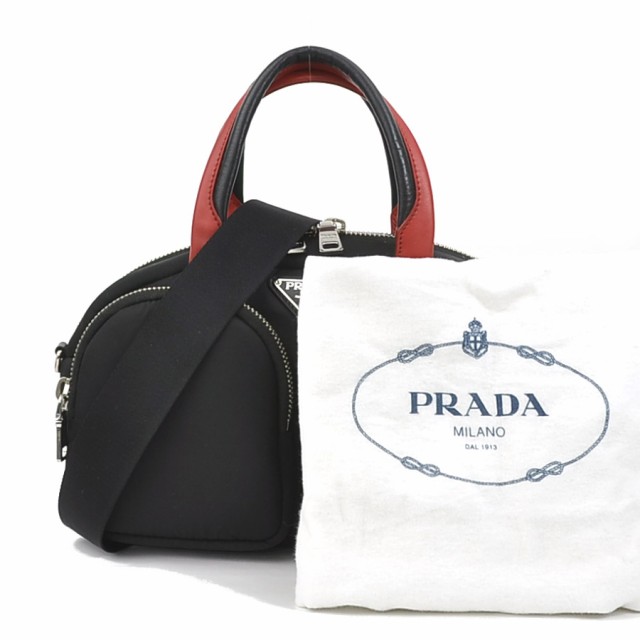 プラダ PRADA ハンドバッグ 斜め掛けショルダーバッグ ナイロン ブラック×レッド ユニセックス 1BG049 送料無料 99640i