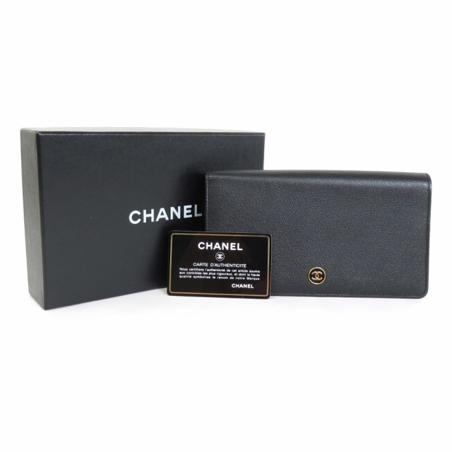 CHANEL シャネル ココボタン 二つ折り長財布 ブラック 14054