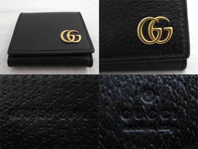 GUCCI グッチ GGマーモント 473959 コインケース ブラックｘゴールド ...