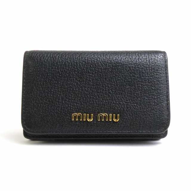 ミュウミュウ MIUMIU カードケース 名刺入れ レザー ブラック レディース 5MC011 送料無料 55326f