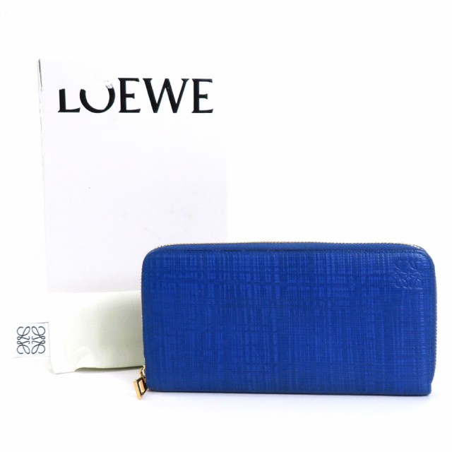 LOEWE ロエベ アナグラム ラウンドファスナー長財布 ブルー 14067 ...