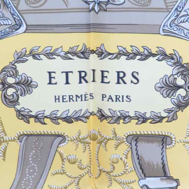 HERMES エルメス ETRIERS カレ90 スカーフ イエロー/マルチカラー