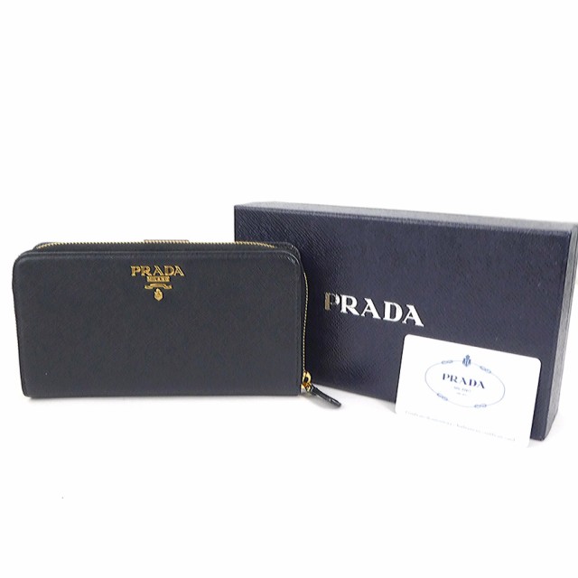 PRADA プラダ 二つ折り長財布 ブラック 14054 ユニセックス【中古