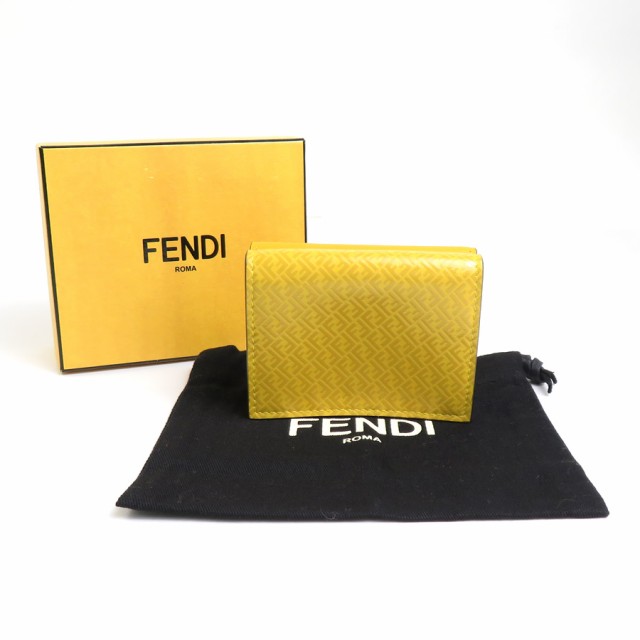 FENDI フェンディ FFロゴ 7M0280-AGLP 三つ折り財布 イエロー 14063 レディース【中古】 h29871f