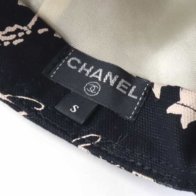 CHANEL シャネル ココマーク カメリア キャップ ブラック/グレージュ 14054 レディース【中古】 e57739f