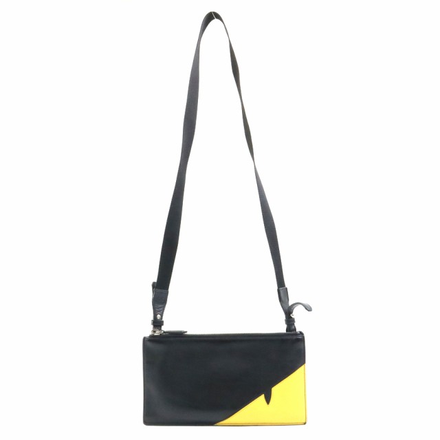 FENDI フェンディ モンスター ショルダーバッグ ブラック/イエロー 14054 ユニセックス【中古】 e57766a