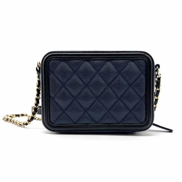 CHANEL シャネル CCフィリグリー A84452 斜め掛けショルダーバッグ ネイビー 14066 レディース【中古】 z0155